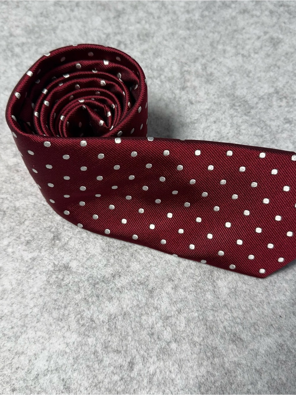 Tom James Royal Classic Men's 100% Silk Burgundy Polka Dot Tie